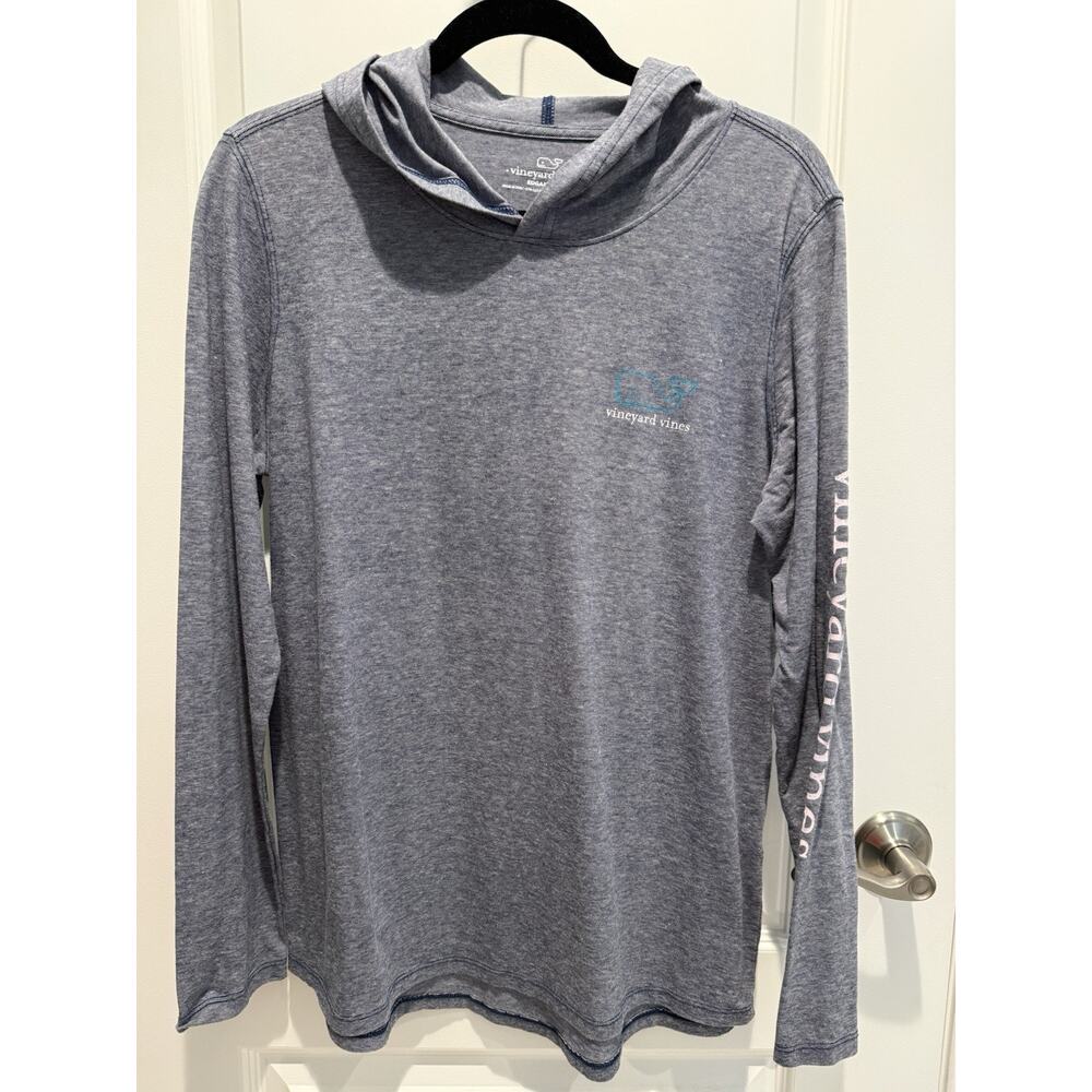 Vineyard Vines Women’s Edgartown Hoodie Denim Blue Whale Preppy Coastal Medium